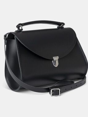 Cambridge Satchel Company Poppy Black Leather Satchel Bag Adjustable Strap
